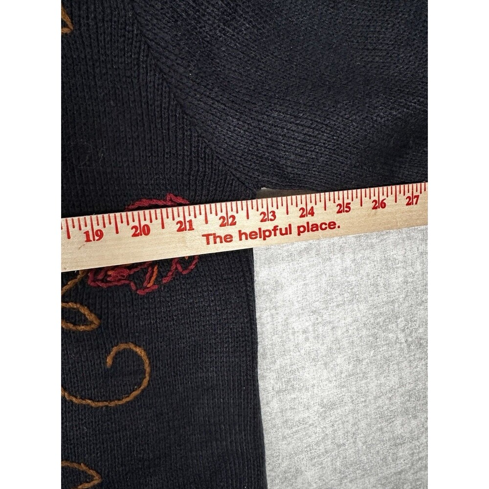 Crystal Kobe Vintage Cottagecore Embroidered Full Zip Cardigan Navy Granny  Sz L - Picture 4 of 6